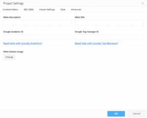 Project Settings - SEO/SEM Tab